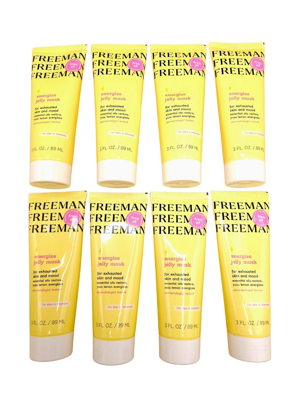 (8) Freeman Energize Jelly Mask 3 oz Essential Oils Cleanser Yuzu Lemon Lot Of 8